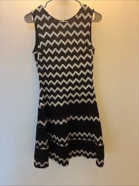 Betsy & Adam Black and White Embroidered Evening Dress